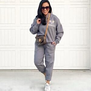 Ellandemm SET Marbella Spain Lounge Sweater Grey Henley Jogger XS/M Athleisure